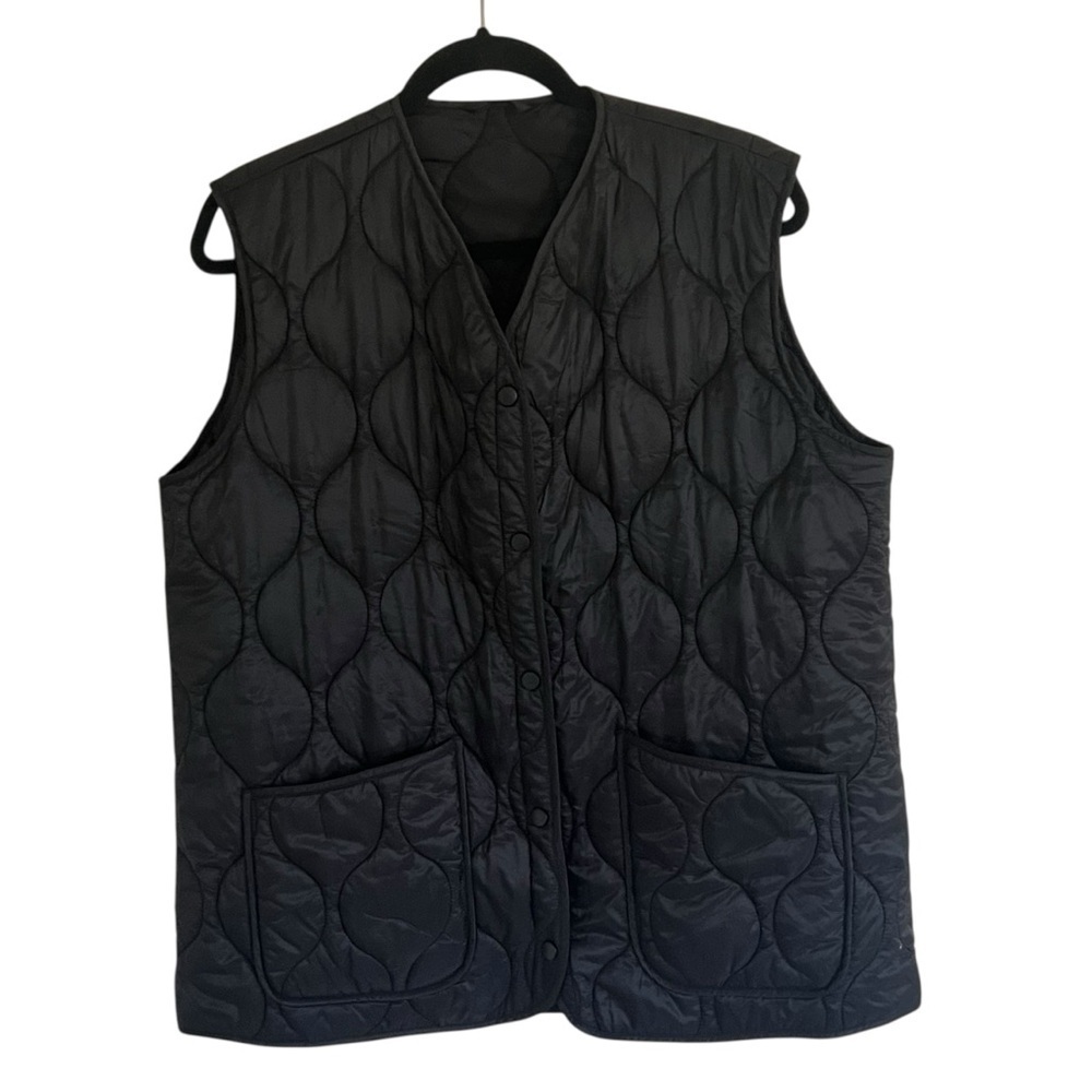 & Other Stories Black Sleeveless Quilted Liner Jacket US 6